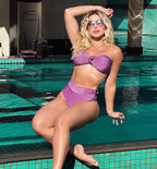 Lurex Hot Pant Bikini - Purple