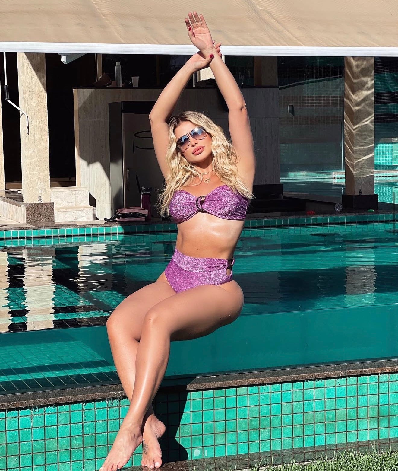 Lurex Hot Pant Bikini - Purple