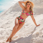 Hot Pants One Sleeve Bikini Floral