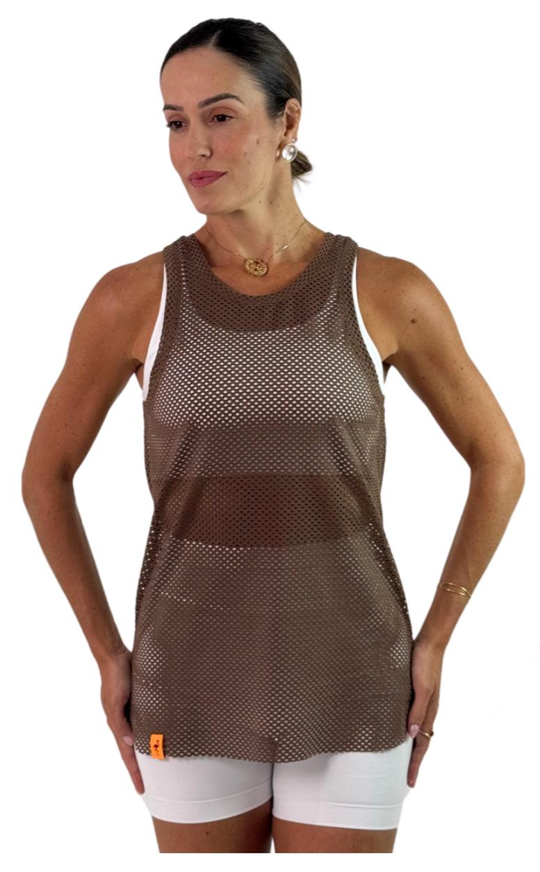 Tank Top Regata Tela Castanho - LubyLu