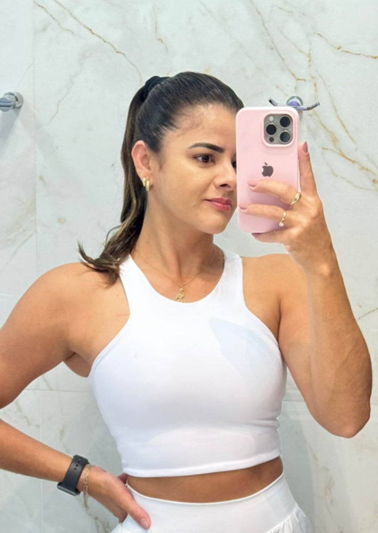 Top Trapézio Glossy Branco