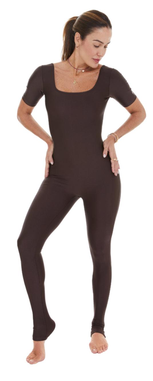 Long Jumpsuit Glossy Café - LubyLu