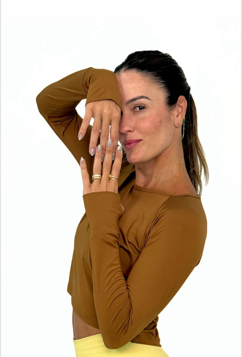 2-in-1 Wrap Crop - Coffee