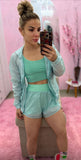 Short Pocket Glossy Aqua Marine