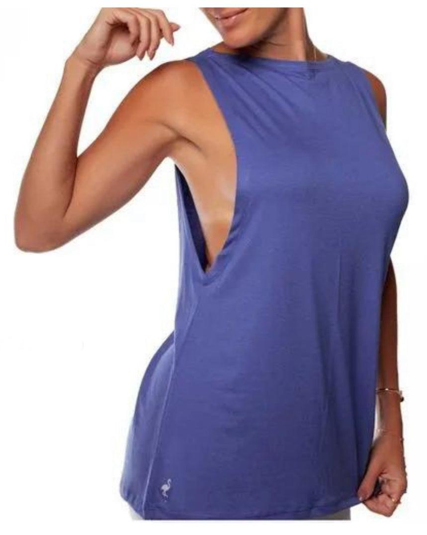Oversized Tank Top Glossy - Azul Porcelana