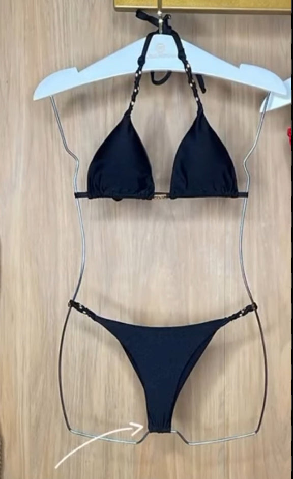 Gold Charm Bikini - Black