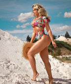 Hot Pants One Sleeve Bikini Floral