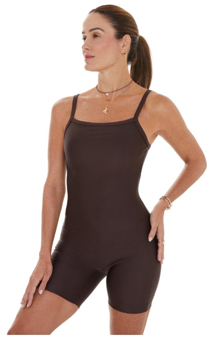 Short Jumpsuit Glossy Café - LubyLu