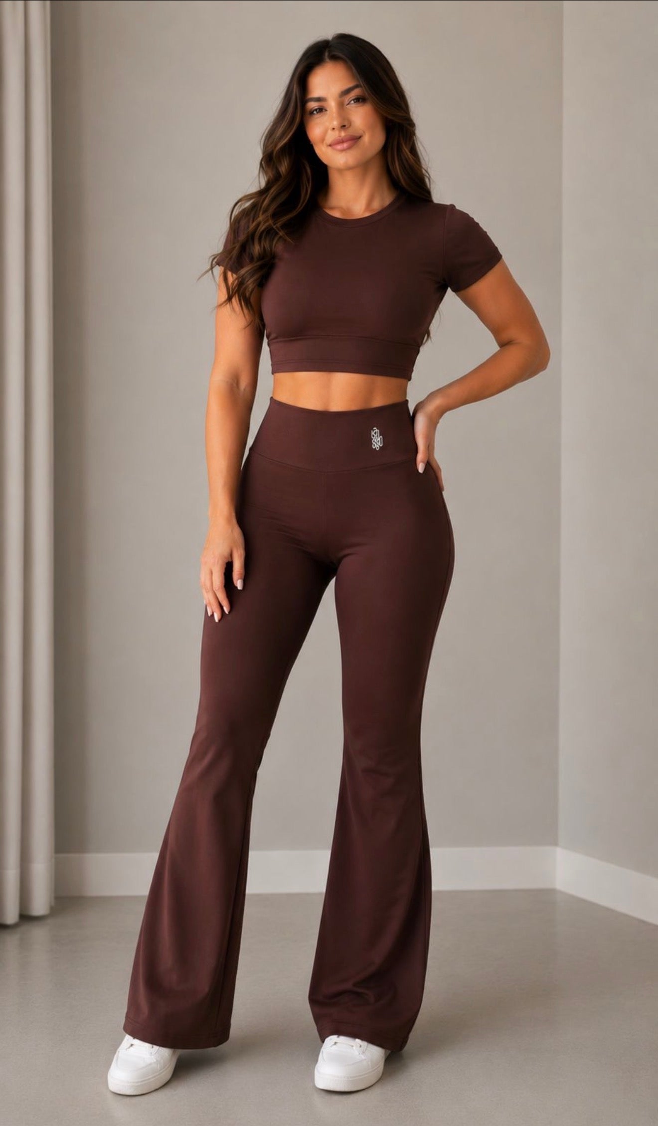 Flare Pants Set - Brown