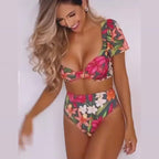 Hot Pants One Sleeve Bikini Floral